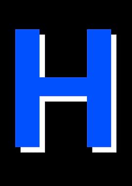 Blue Letter H with White Outline