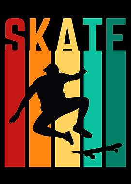 Skateboarding Silhouette Retro Design