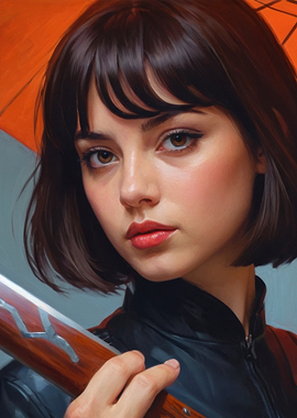 Portrait of a woman with katana