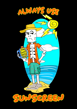 Funny Summer Cartoon Skeleton