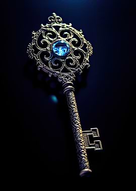 Ornate Key with Gemstone