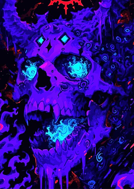 Neon Skull with Flames