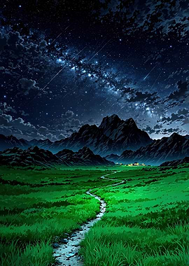 Night Landscape with Milky Way