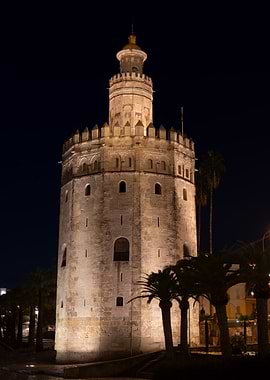 Torre del Oro at Night in Seville