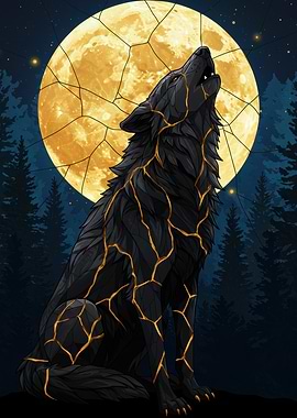 Wolf Howling at the Moon