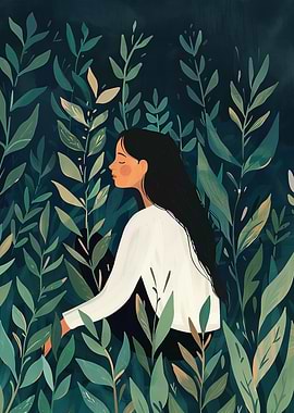 Woman in Greenery