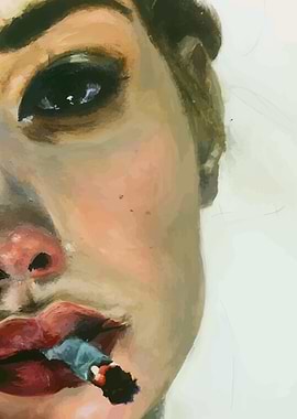 Woman Smoking Cigarette Portrait