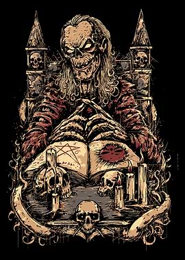 Necromancer with Spellbook and Skulls