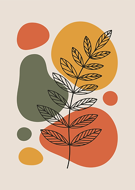 Abstract Botanical Art with Earth Tones