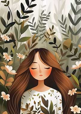 Girl in a Floral Garden