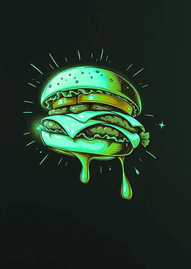 Glow-in-the-dark Burger Illustration