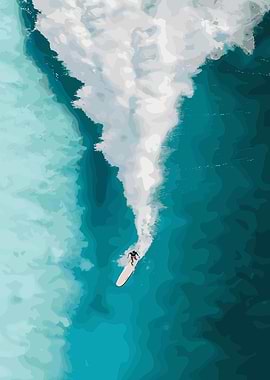 Surfer riding a wave