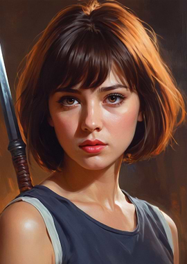 Portrait of a young female warrior