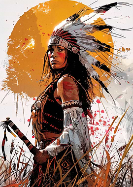 Native American Woman with Headdress