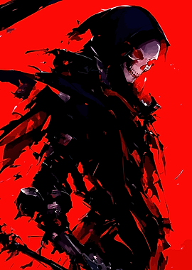 Grim Reaper in Red and Black