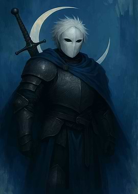 Masked Knight with Sword and Moon