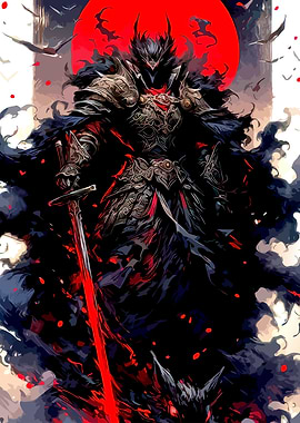 Dark Knight with Red Moon