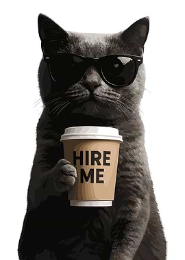 Cool Cat with Coffee: Hire Me