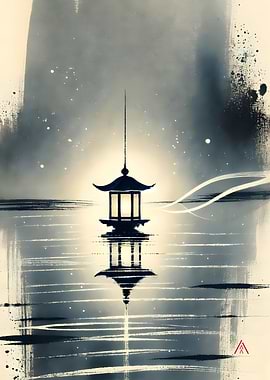 Drifting Lantern Over Silent Waters