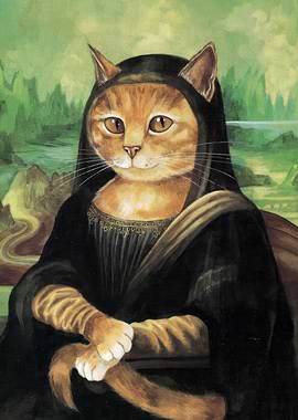 Mona Lisa Cat Parody Painting