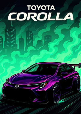 Toyota Corolla Purple Car Illustration