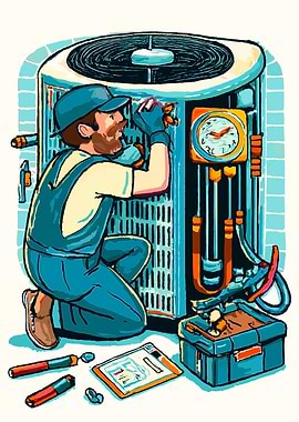 HVAC Technician Repairing Air Conditioner Unit