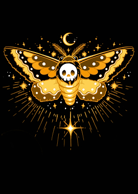 Moth with Skull and Moon