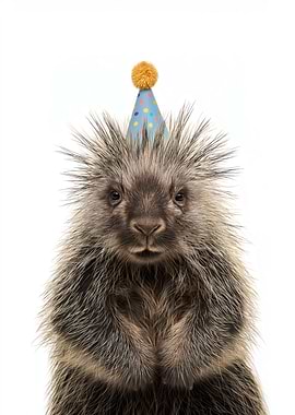 Porcupine with Party Hat