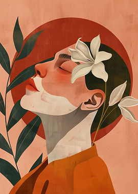 Woman with Lily and Red Circle