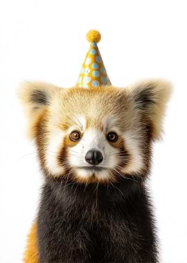 Red Panda with Party Hat