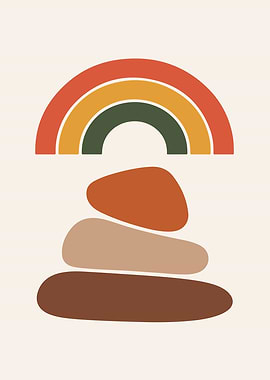 Abstract Rainbow and Stones Illustration