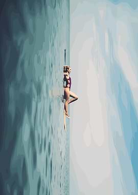 Woman in Swimsuit on Dock
