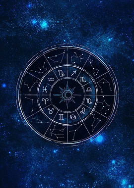 Zodiac Wheel on Cosmic Background