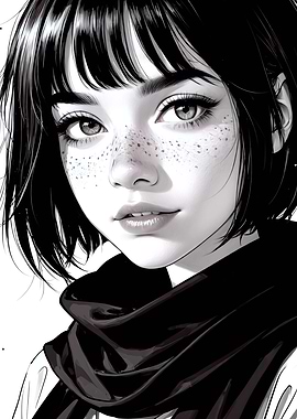 Monochrome Portrait of a Young Woman