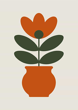 Minimalist Flower in Pot Illustration