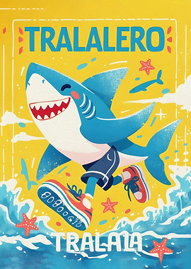 Cartoon Shark Running Tralalero