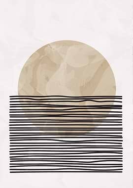 Abstract Sun and Lines Art