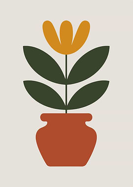 Minimalist Flower in Pot Illustration