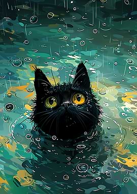 Black Cat in the Rain