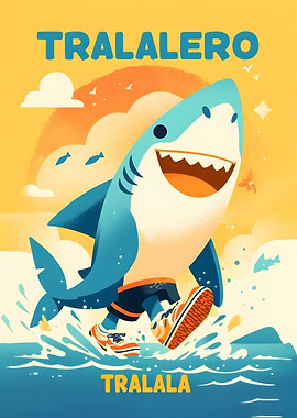 Running Shark Cartoon Illustration