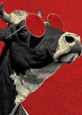 Cow with Red Sunglasses