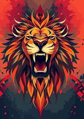 Roaring Lion Colorful Digital Art
