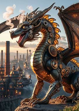 Steampunk Dragon : Guardian of the Industrial City