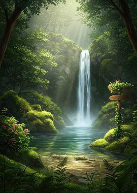 Lush Waterfall Scene