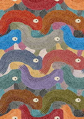 Colorful Mosaic Fish Pattern