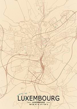 Luxembourg Vintage Map