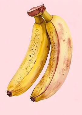 Two Bananas Watercolor Painting