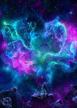 Cosmic Couple Gazing at Nebula