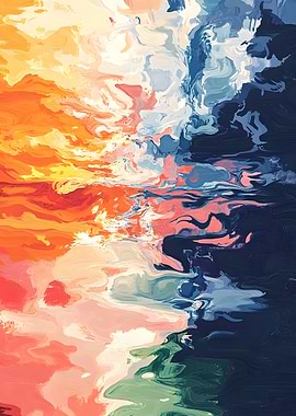 Painting Landscape Abstract Color Swirls