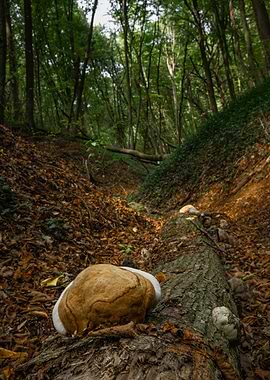 Mushroom on a Log in Forest